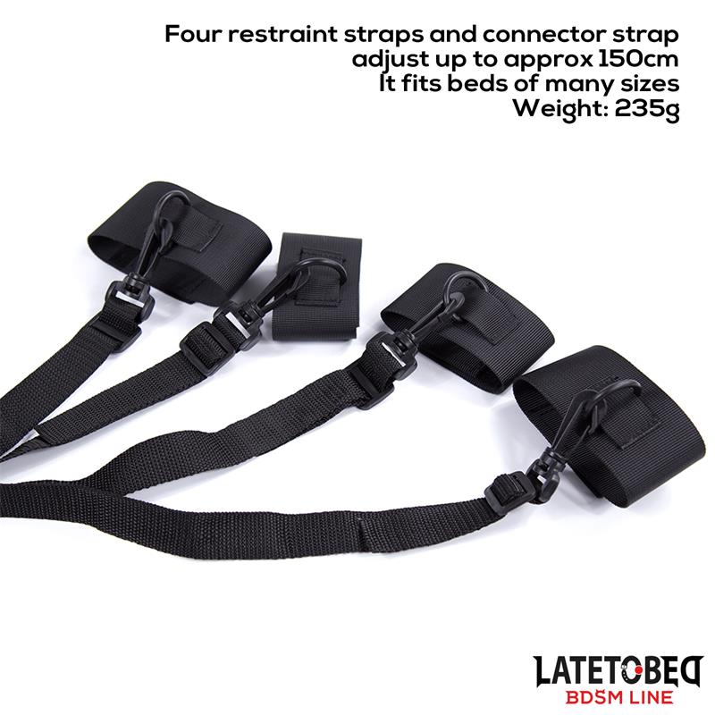 LATETOBED BDSM LINE Nylon Velcro Bed Restraints with Plastic Hook