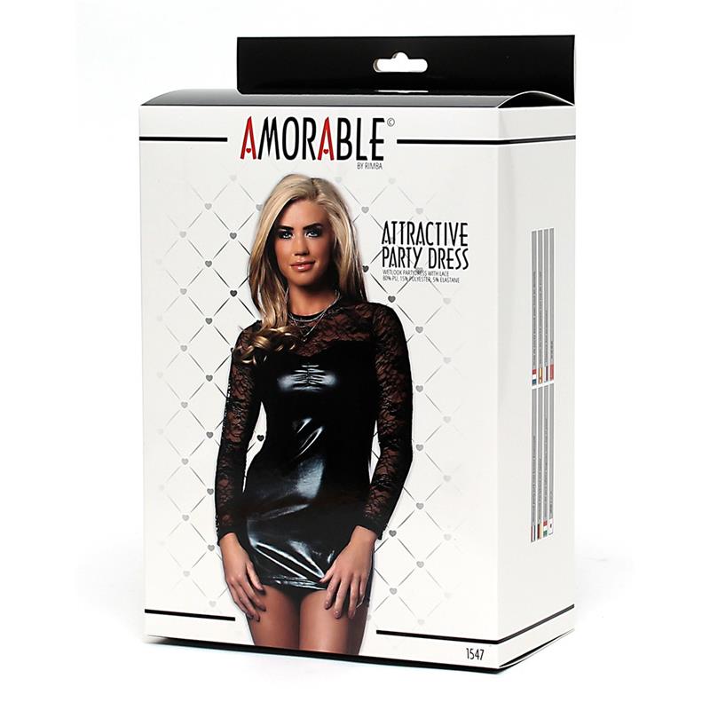 AMORABLE Party Dress Wetlook with Lace