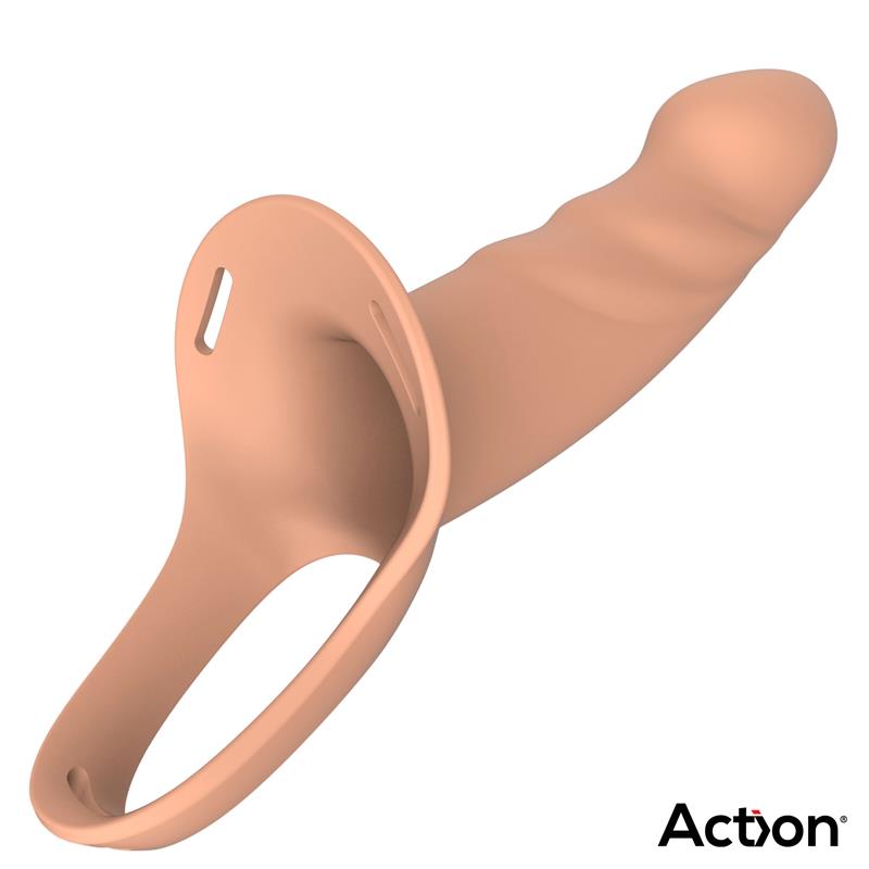 ACTION Strap-On with Hollow Dildo Premium Silicone Size S Flesh