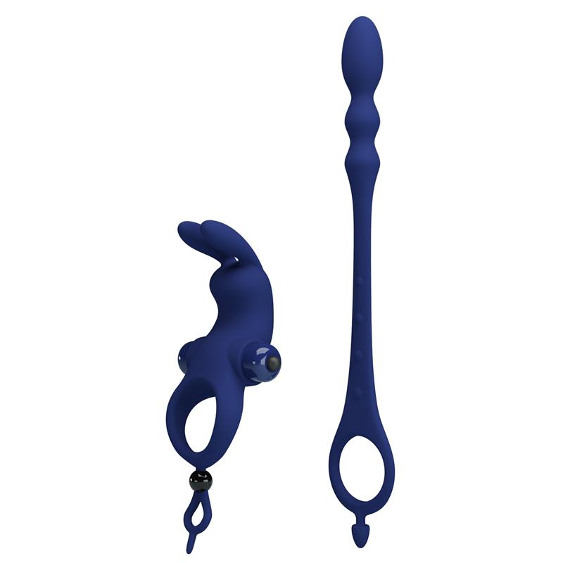 PRETTYLOVE Vibrating Penis Ring with Anal Chain