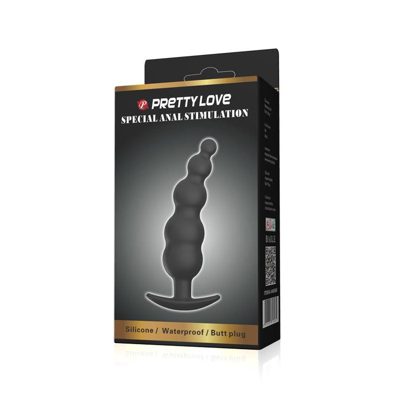 PRETTYLOVE Anal Bubble Plug Black Silicone