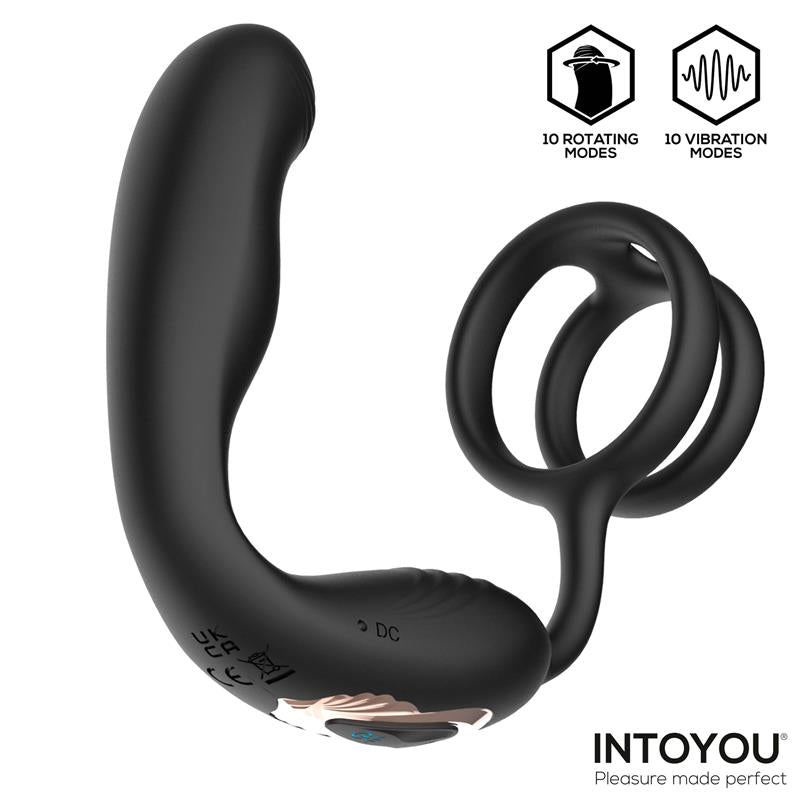 INTOYOU Bruce Prostate Massager 360º with Double Cockring with Vibration