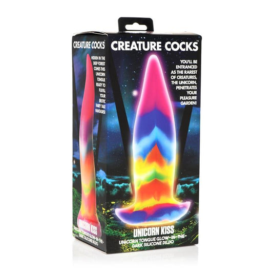 CREATURE COCKS Glow-In-The-Dark Unicorn Tongue Dildo 8.4"