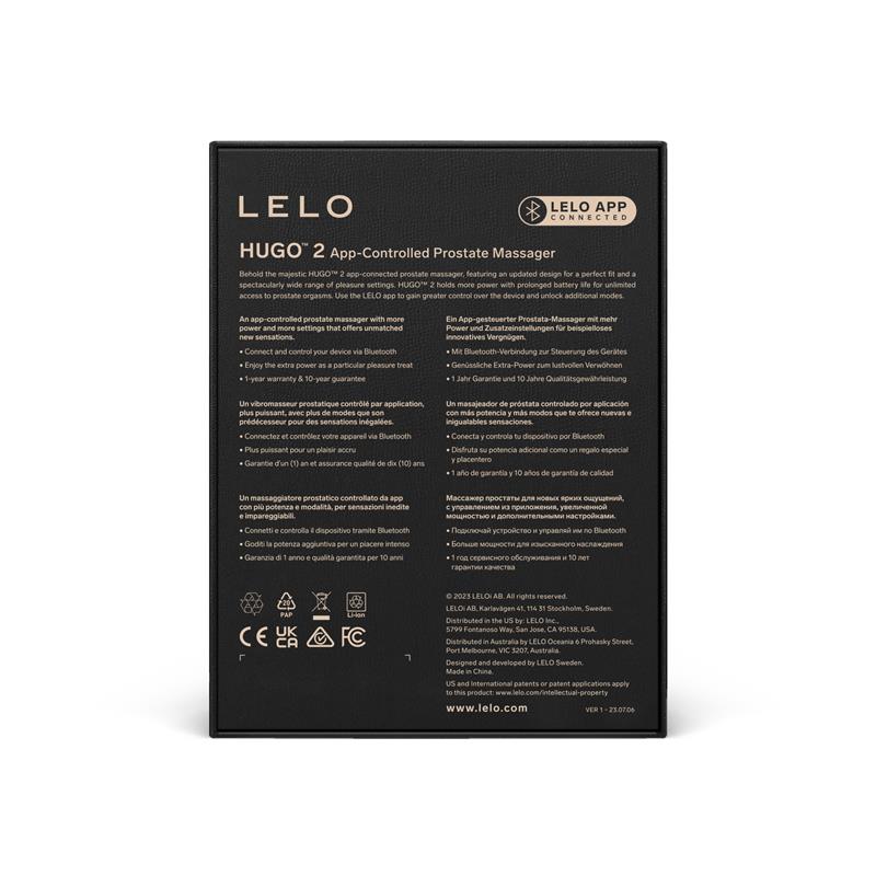 LELO Hugo 2 Prostate massager with black APP