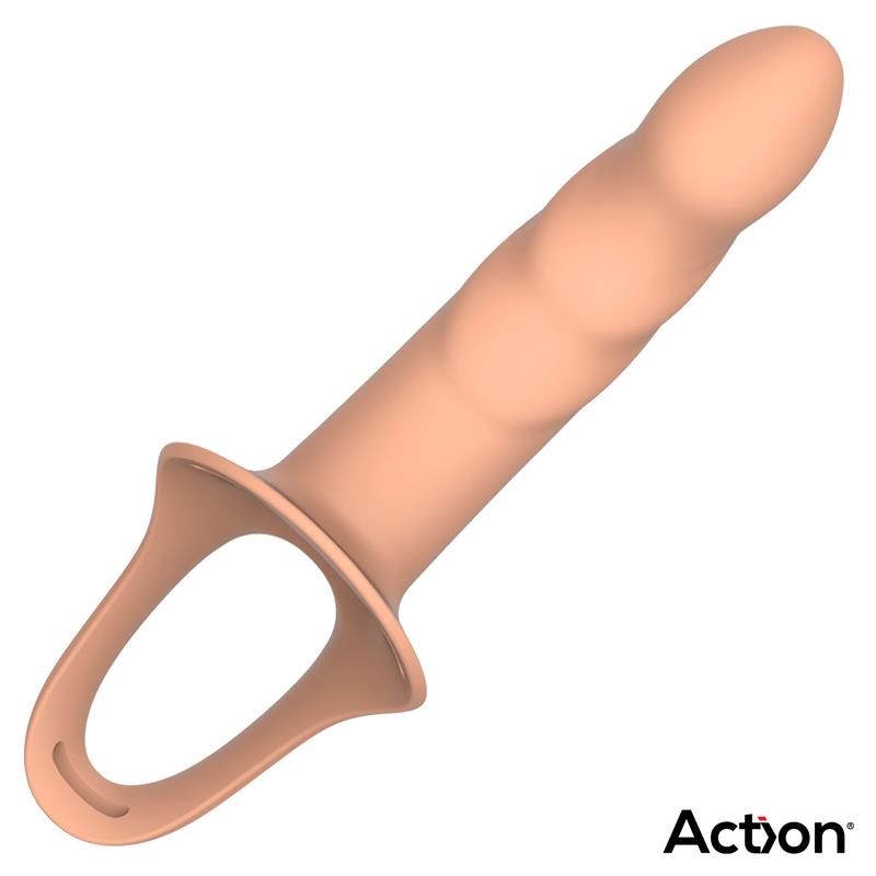 ACTION Strap-On with Hollow Dildo Premium Silicone Size S Flesh