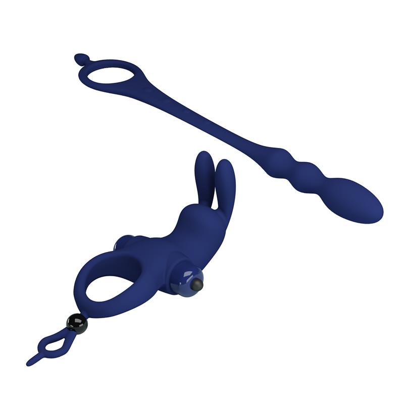 PRETTYLOVE Vibrating Penis Ring with Anal Chain