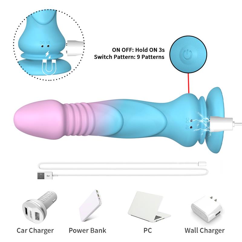 Dildo with Thrusting and Vibration with Suction Cup 19.2cm