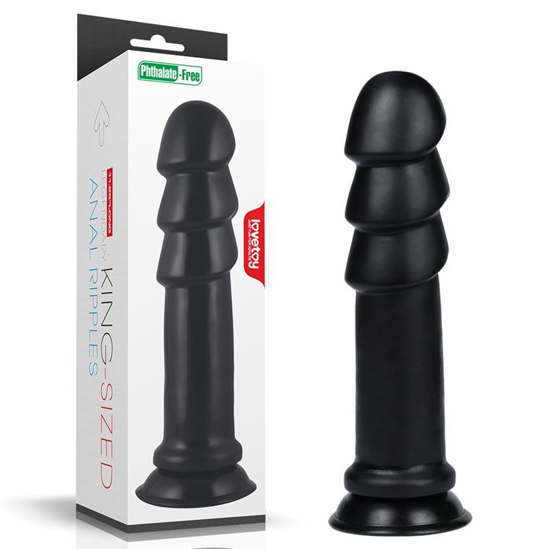 LOVETOY Dildo King Sized Anal Ripples 11.25" Black