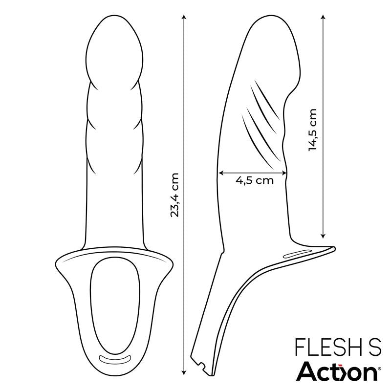 ACTION Strap-On with Hollow Dildo Premium Silicone Size S Flesh