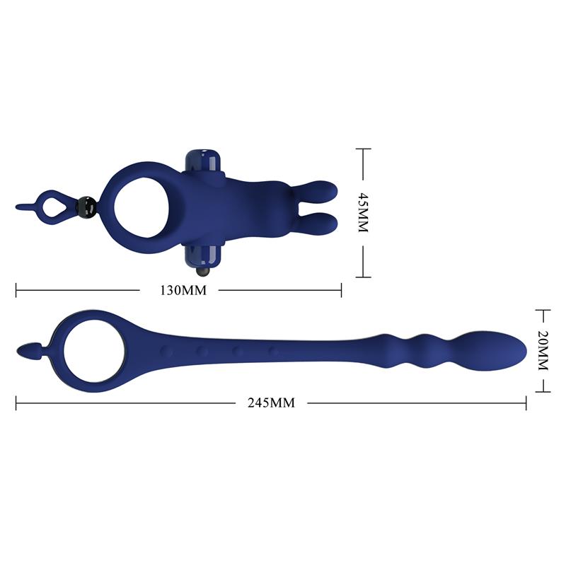 PRETTYLOVE Vibrating Penis Ring with Anal Chain