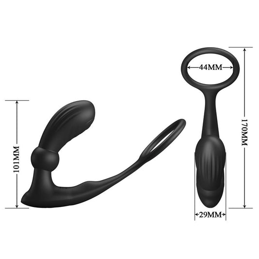 PRETTYLOVE Warren Remote-Controlled Vibrating and Pulsating Anal Plug and Penis Ring